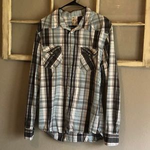❌ SOLD! BKE Men’s Plaid Pearl Snap button down